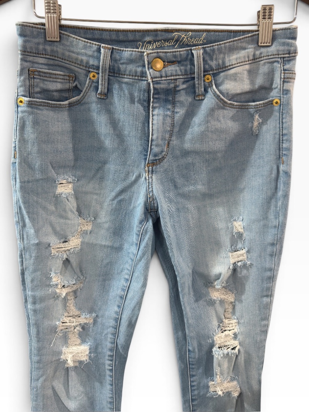 Universal Thread Light Blue Mid Rise Distressed Skinny Jeans - Picture 2 of 8